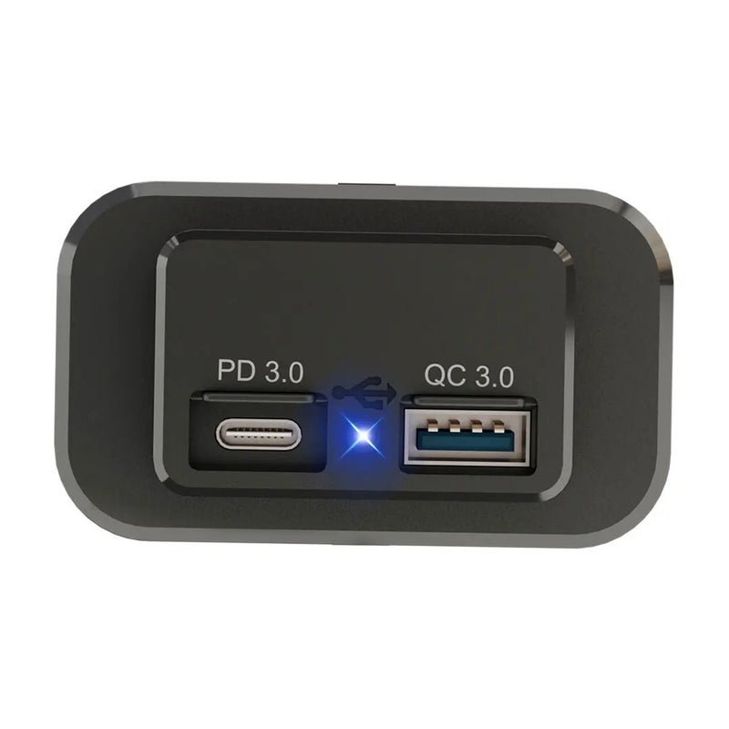 Y&D Panel Mount 12V/24V Car Socket Charger, Dual Port 18W QC3.0 USB-A & 30W PD3.0 USB-C, Automobile Chargers for Boat, Golf Cart, Bus, Seat Installation - Image 1